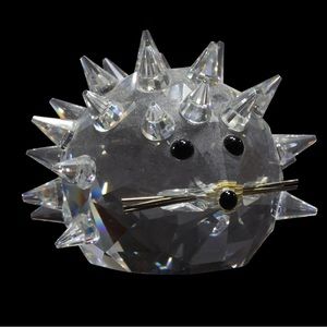 Signed Swarovski Crystal Glass Porcupine Hedgehog Statue Sculpture